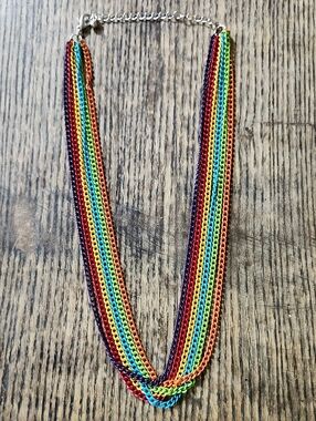90's Vintage Rainbow Multi-Chain Statement Necklace